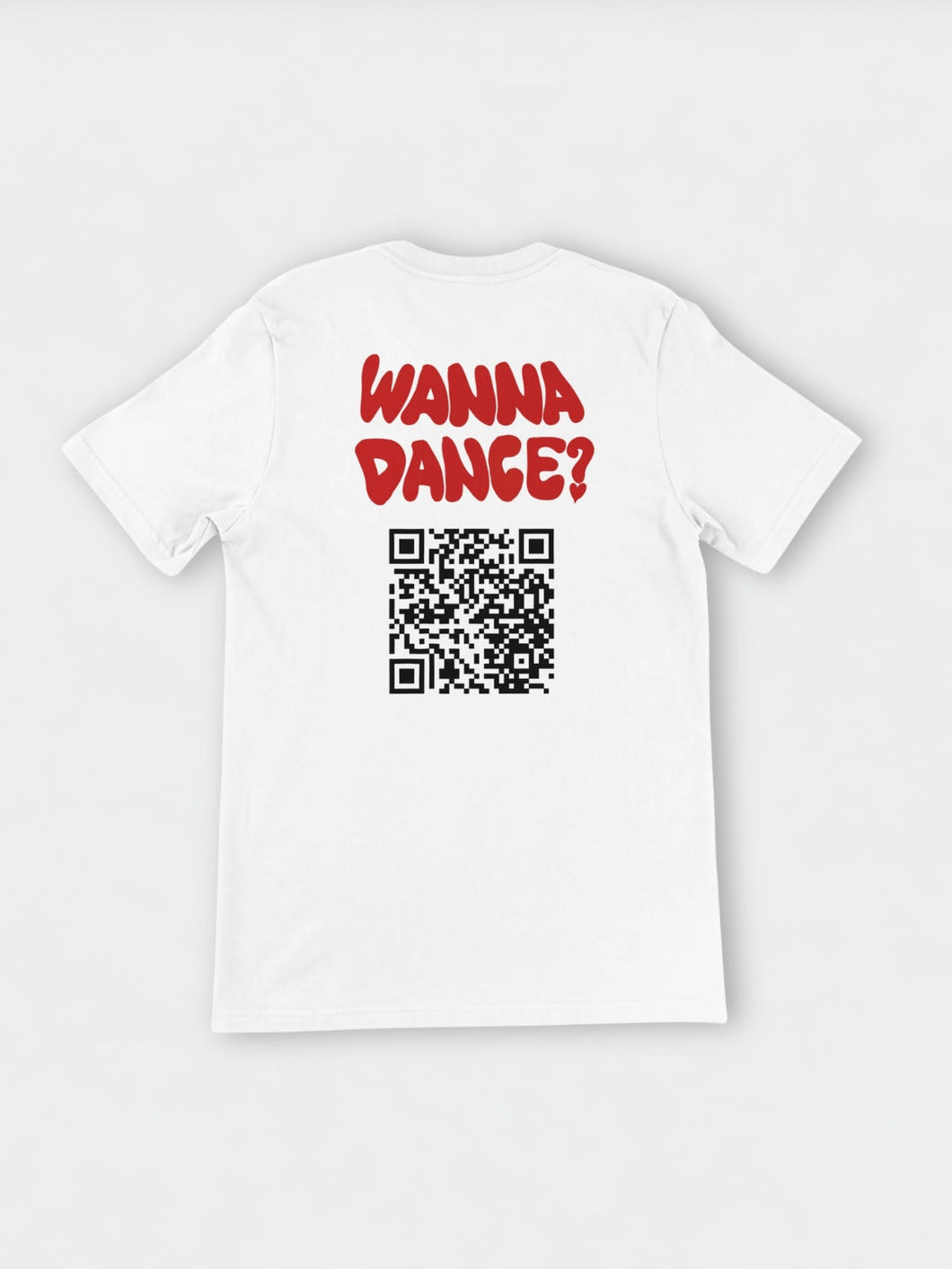 Wanna Dance? QR Tee – White, back view